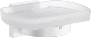 HOUSE Holder with Soap Dish, Matte White/Frosted Glass RX342