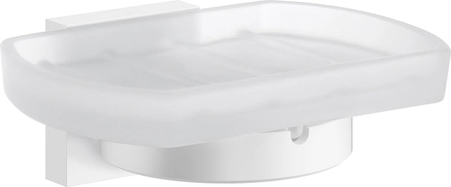 HOUSE Holder with Soap Dish, Matte White/Frosted Glass RX342