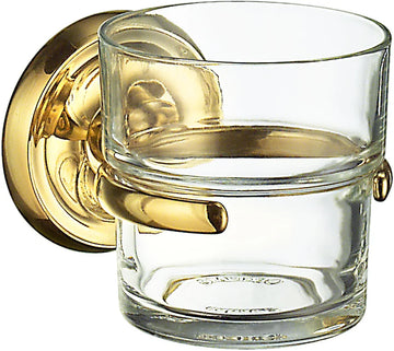VILLA Holder in Polished Brass with Clear Glass Tumbler V243
