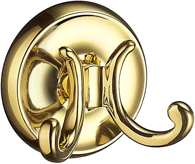 VILLA Double Towel Hook in Polished Brass V256