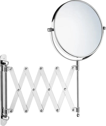 Wallmounted extendable/retractable double sided cup make-up/shaving mirror- 7x's magnification & normal Z632