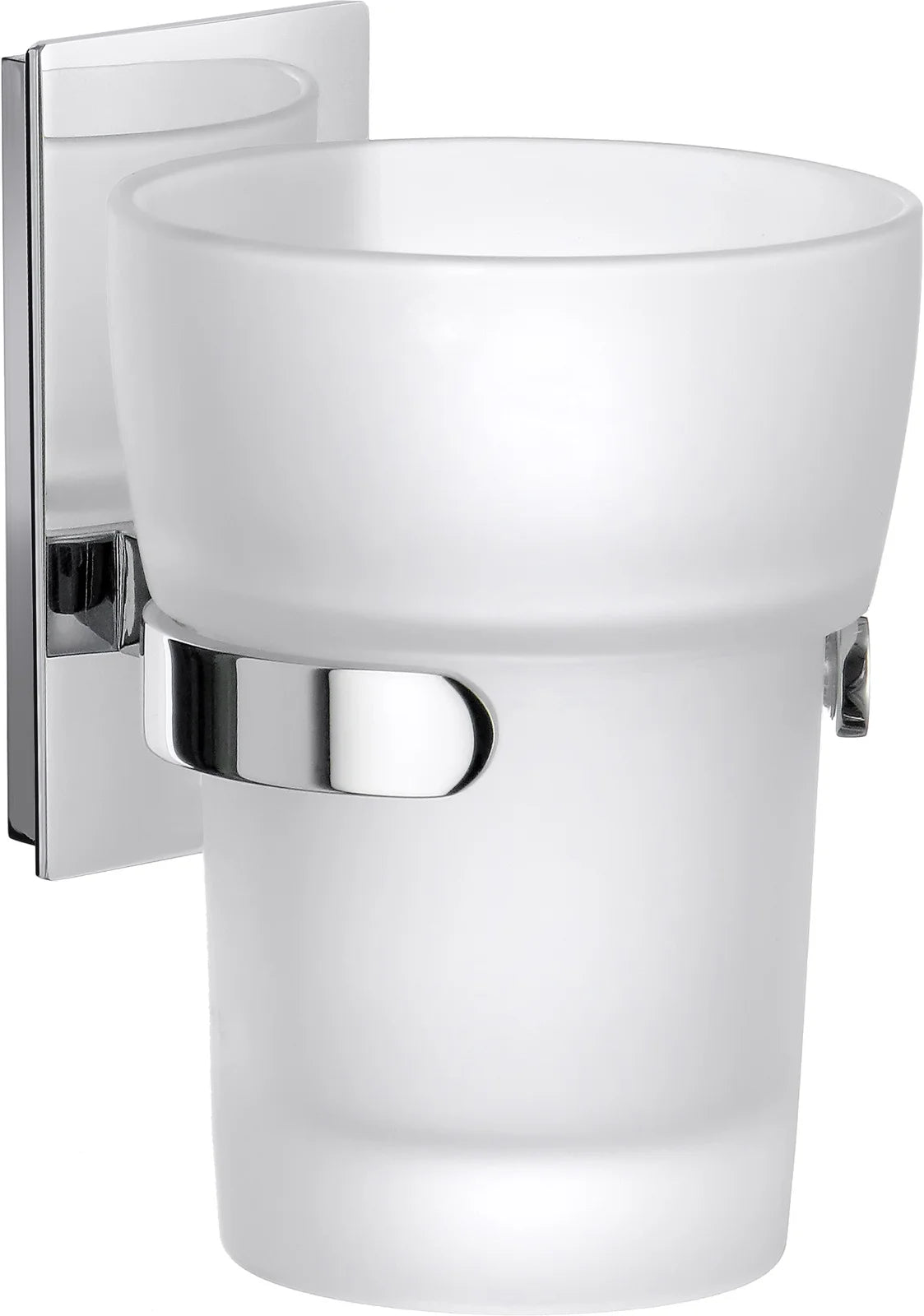 POOL Holder in Polished Chrome with Frosted Glass Tumbler ZK343