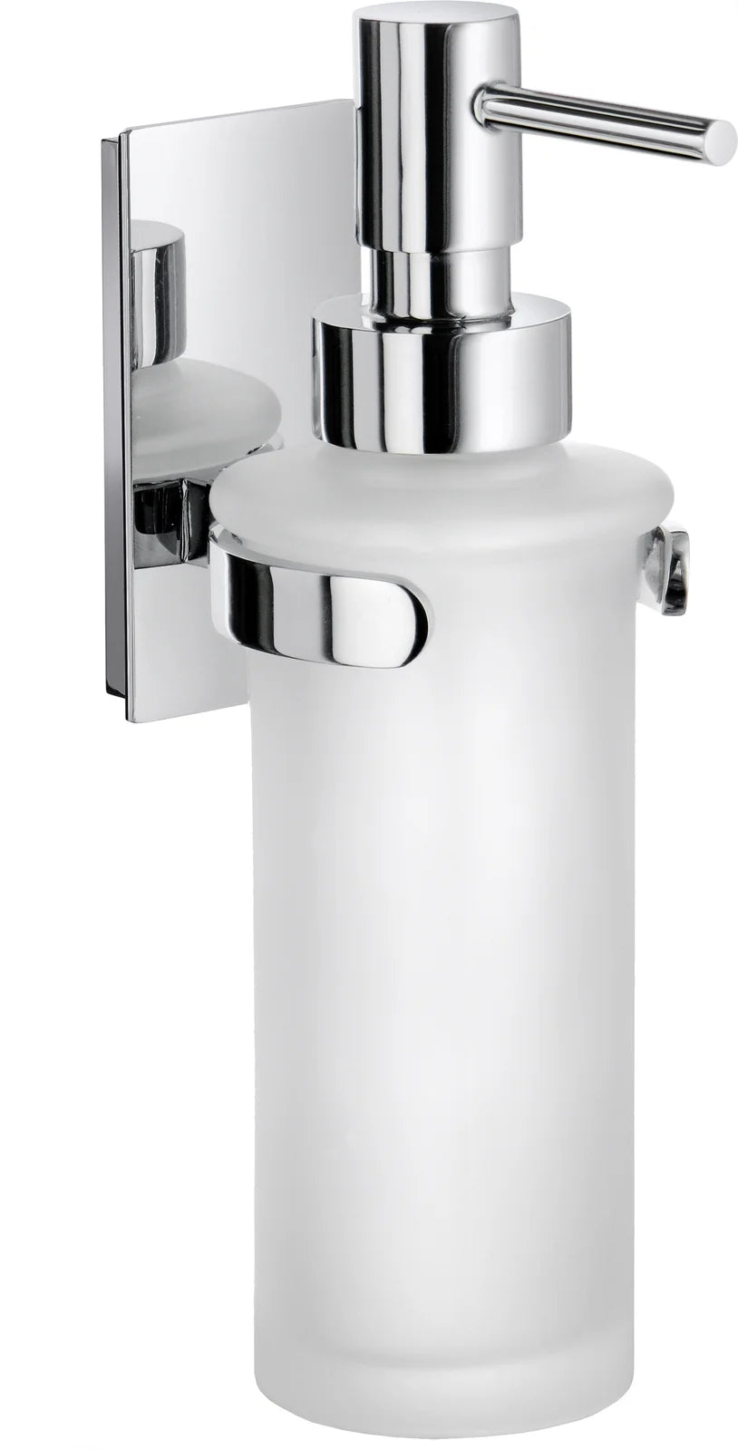 POOL Holder in Polished Chrome with Frosted Glass Soap Dispenser ZK369