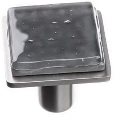 Geometric Geomtric Square Slate Grey on Square Satin Nickel Knob K-1301-SN