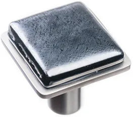 Geometric Geomtric Square Irid Black on Square Satin Nickel Knob K-1302-SN
