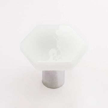 Hexagon White Knob with Pc Base K-1700-PC