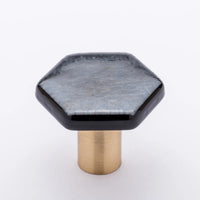 Hexagon Irid Silver Black Knob with Sb Base K-1702-SB