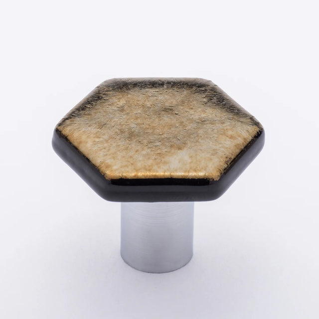 Hexagon Irid Gold Black Knob with Pc Base K-1703-PC