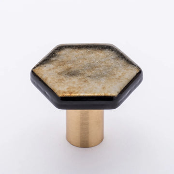 Hexagon Irid Gold Black Knob with Sb Base K-1703-SB