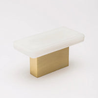 Skyline White Knob with Satin Brass Base K-1801-SB
