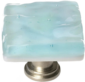 Glacier Light Aqua Knob with Satin Nickel Base K-208-SN