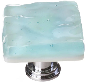 Glacier Light Aqua Knob with Polished Chrome Base K-208-PC