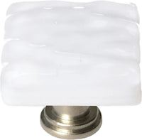 Glacier White Knob with Satin Nickel Base K-212-SN