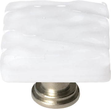 Glacier White Knob with Satin Nickel Base K-212-SN