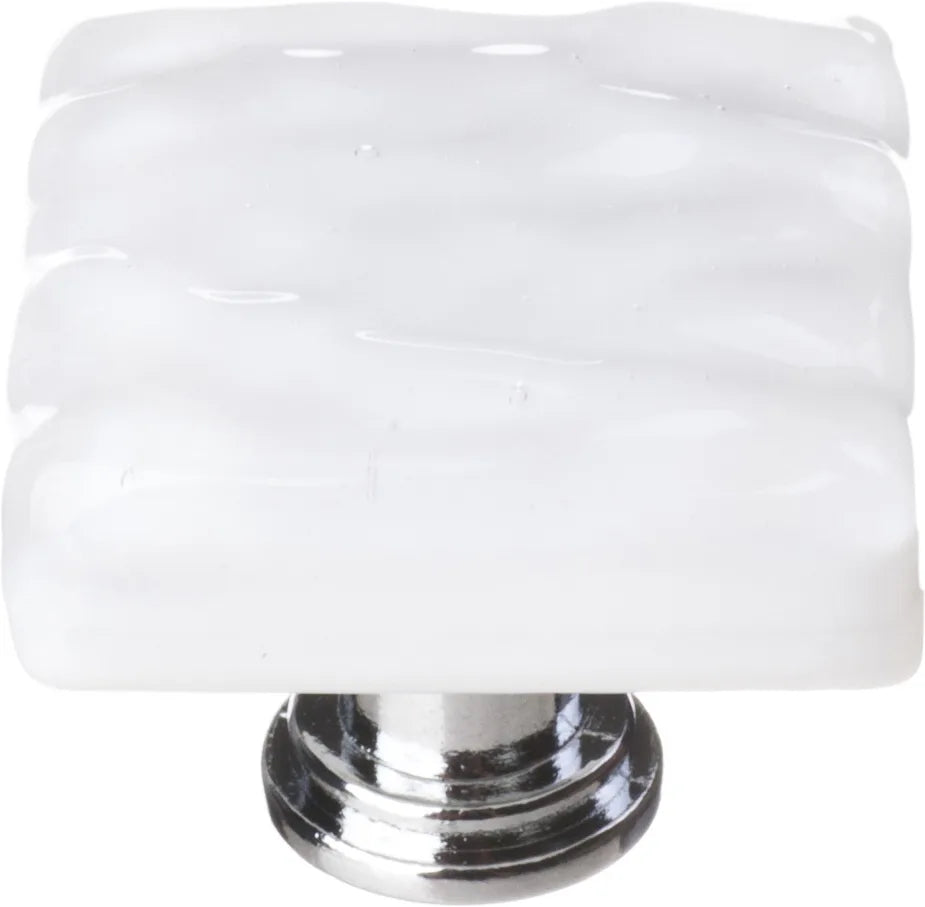 Glacier White Knob with Polished Chrome Base K-212-PC