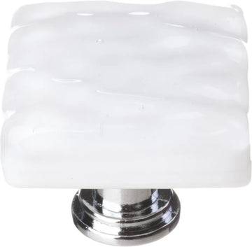 Glacier White Knob with Polished Chrome Base K-212-PC