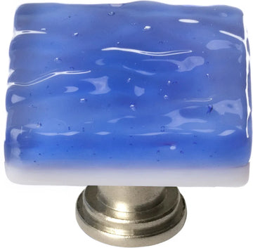 Glacier Sky Blue Knob with Satin Nickel Base K-219-SN