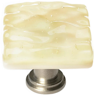 Glacier Pale Yellow Knob with Satin Nickel Base K-222-SN