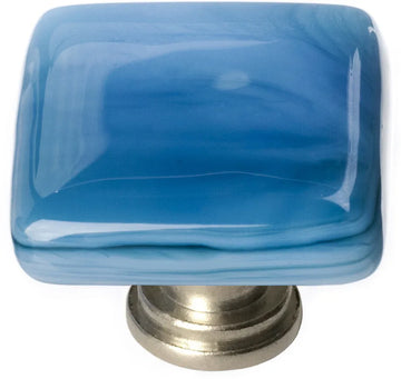 Cirrus Marine Blue Knob with Satin Nickel Base K-303-SN