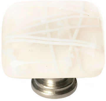 Cirrus Vanilla & White Mardi Gras Knob with Satin Nickel Base K-500-SN