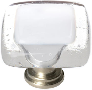 Reflective White Knob with Satin Nickel Base K-701-SN