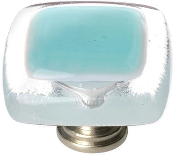 Reflective Aqua Knob with Satin Nickel Base K-708-SN