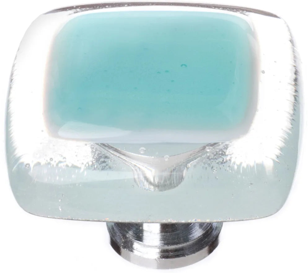 Reflective Aqua Knob with Polished Chrome Base K-708-PC