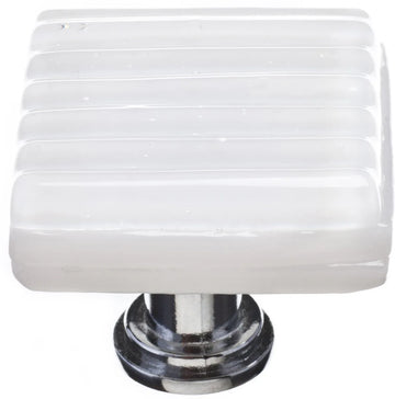 Texture Reed White Knob with Polished Chrome Base K-800-PC