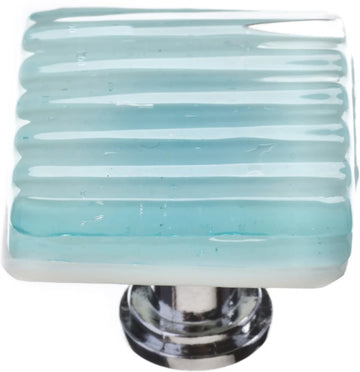 Texture Reed Light Aqua Knob with Polished Chrome Base K-801-PC