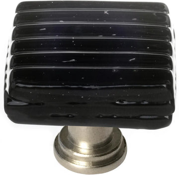 Texture Reed Black Knob with Satin Nickel Base K-802-SN