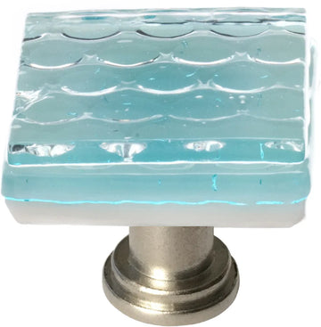 Texture Honeycomb Light Aqua Knob with Satin Nickel Base K-901-SN