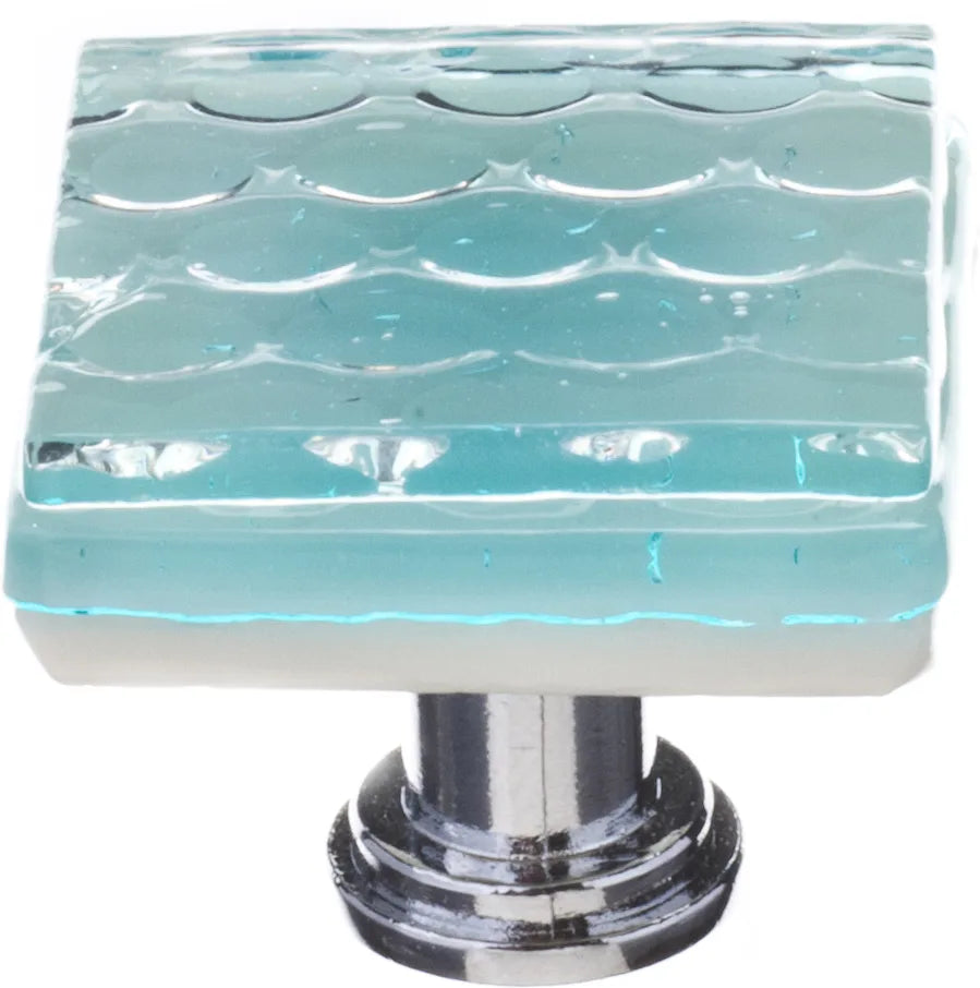 Texture Honeycomb Light Aqua Knob with Polished Chrome Base K-901-PC