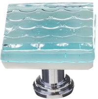 Texture Honeycomb Light Aqua Knob with Polished Chrome Base K-901-PC