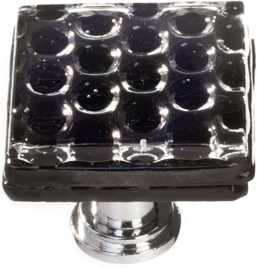 Texture Honeycomb Black Knob with Polished Chrome Base K-902-PC