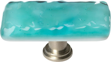 Glacier Aqua Long Knob with Satin Nickel Base LK-207-SN