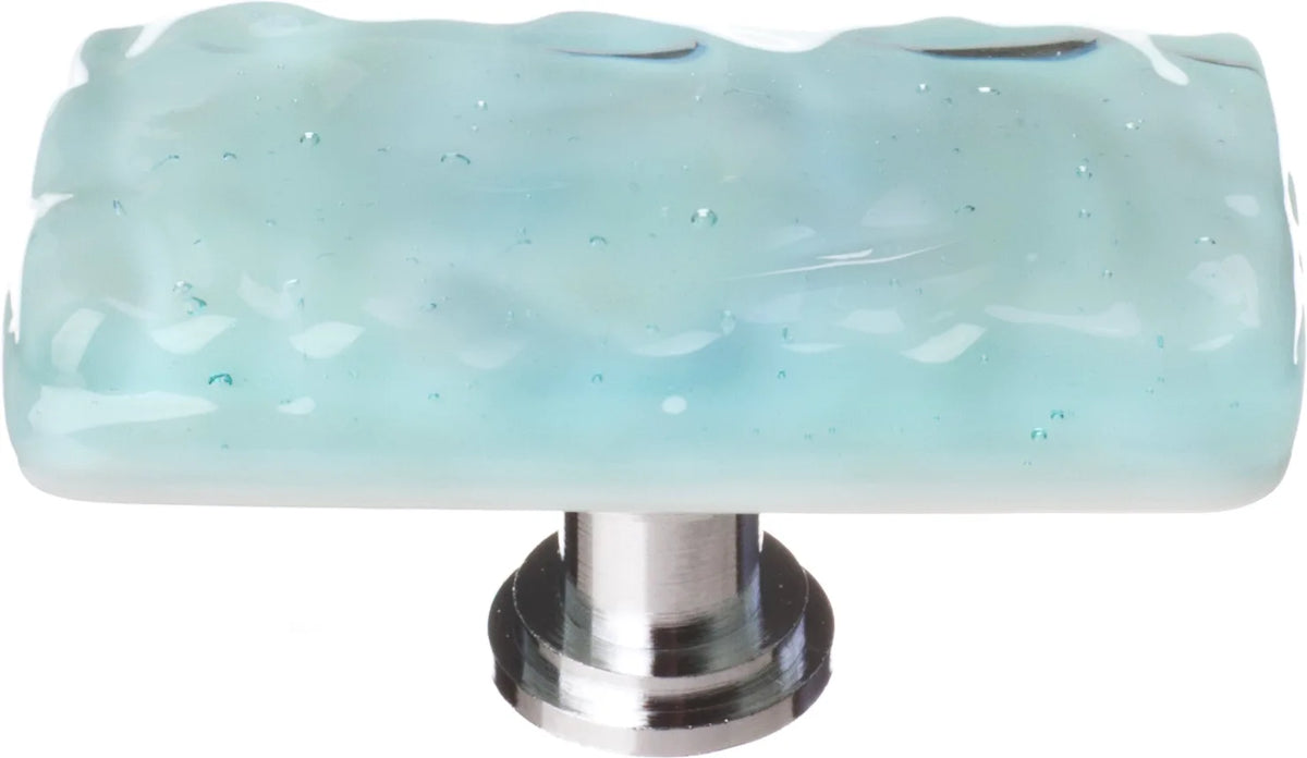 Glacier Light Aqua Long Knob with Polished Chrome Base LK-208-PC