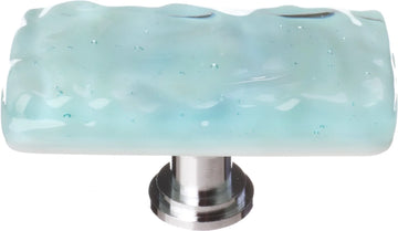 Glacier Light Aqua Long Knob with Polished Chrome Base LK-208-PC