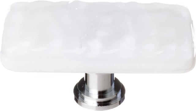 Glacier White Long Knob with Polished Chrome Base LK-212-PC
