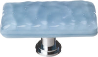 Glacier Powder Blue Long Knob with Polished Chrome Base LK-215-PC