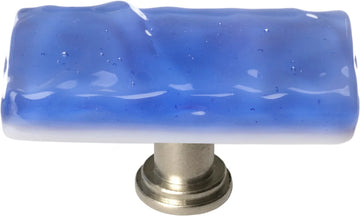 Glacier Sky Blue Long Knob with Satin Nickel Base LK-219-SN
