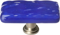 Glacier Deep Cobalt Blue Long Knob with Satin Nickel Base LK-221-SN