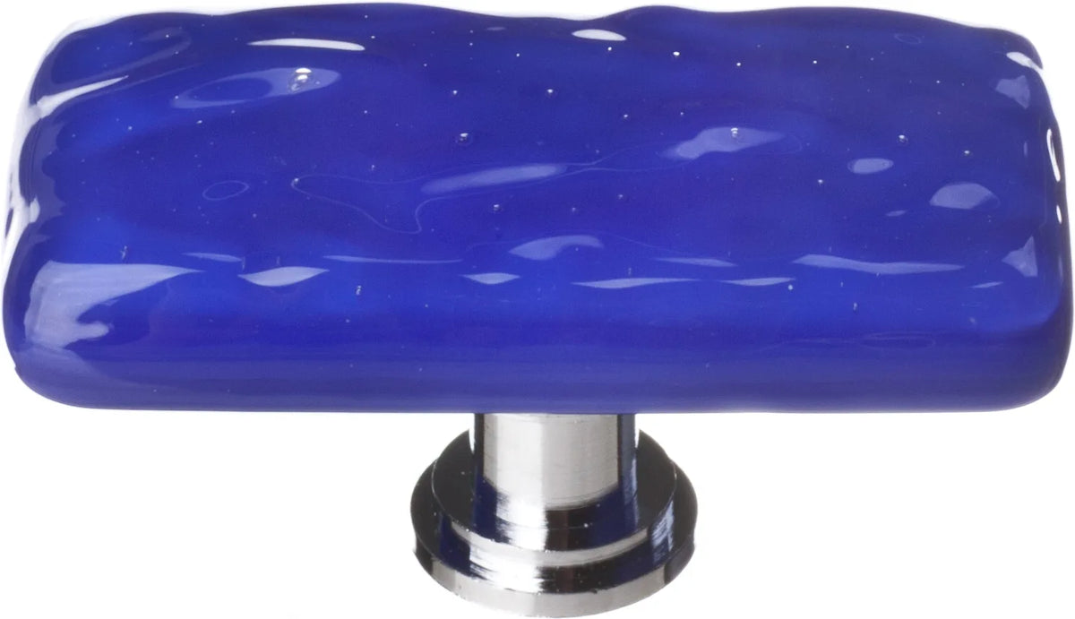 Glacier Deep Cobalt Blue Long Knob with Polished Chrome Base LK-221-PC