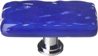 Glacier Deep Cobalt Blue Long Knob with Polished Chrome Base LK-221-PC