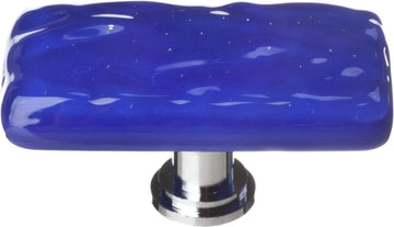 Glacier Deep Cobalt Blue Long Knob with Polished Chrome Base LK-221-PC