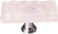Glacier Rose Long Knob with Polished Chrome Base LK-228-PC