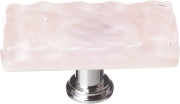 Glacier Rose Long Knob with Polished Chrome Base LK-228-PC