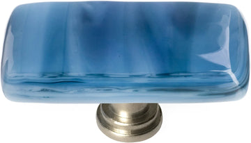 Cirrus Marine Blue Long Knob with Satin Nickel Base LK-303-SN