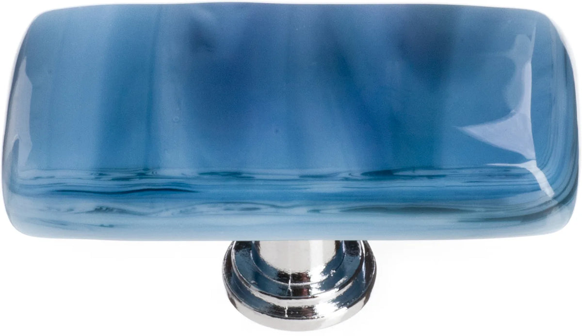Cirrus Marine Blue Long Knob with Polished Chrome Base LK-303-PC
