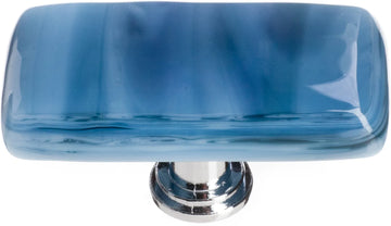 Cirrus Marine Blue Long Knob with Polished Chrome Base LK-303-PC