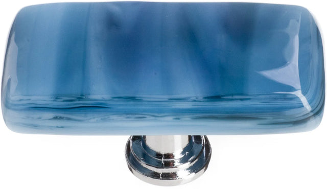 Cirrus Marine Blue Long Knob with Polished Chrome Base LK-303-PC